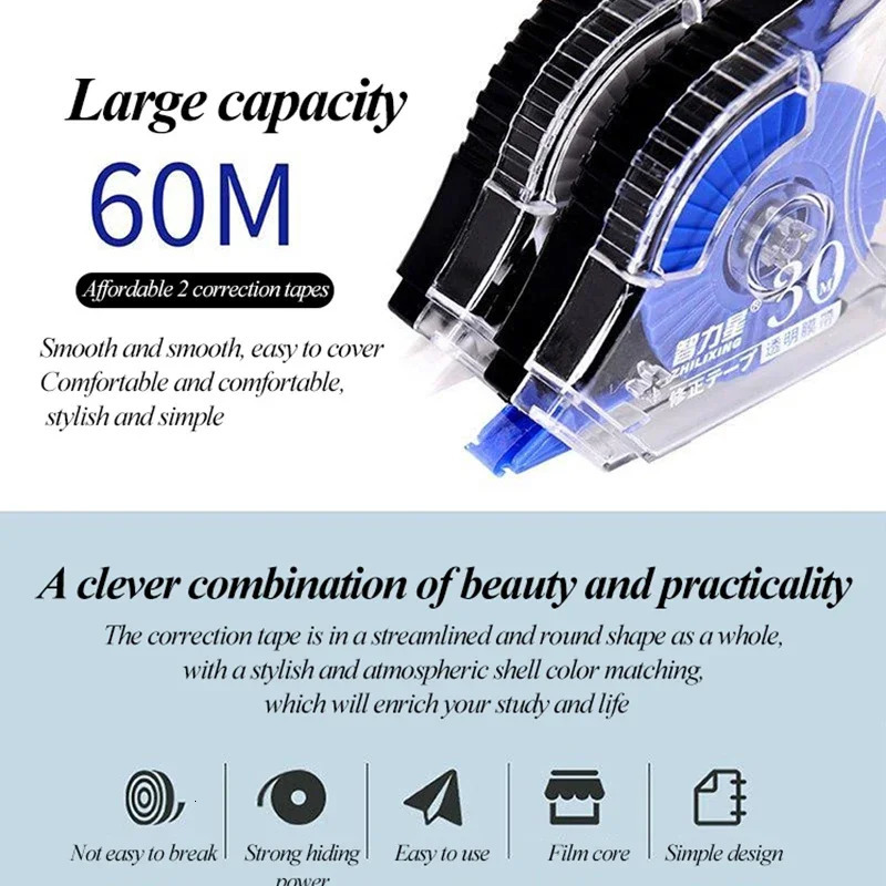 Correction Tape 12m/30m/60m Large-capacity Multi-specification Correct pen Diary Scrapbooking Student School Office Supplies 250624