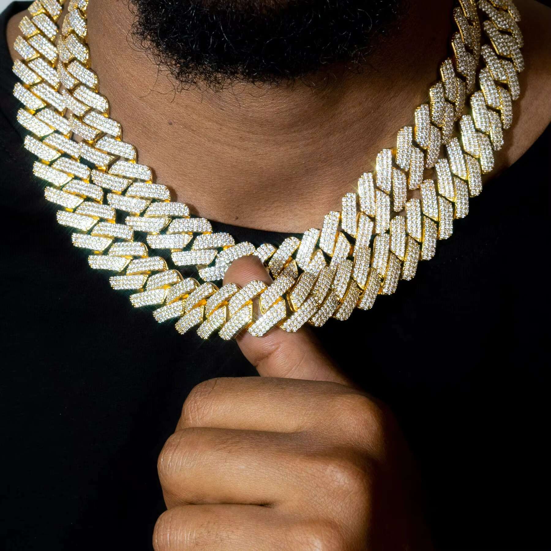 Qianao Hot Sale Hip-hop Style Real Moissanite Diamond Miami Cuban Link Chain 18mm 10K White Gold Necklace