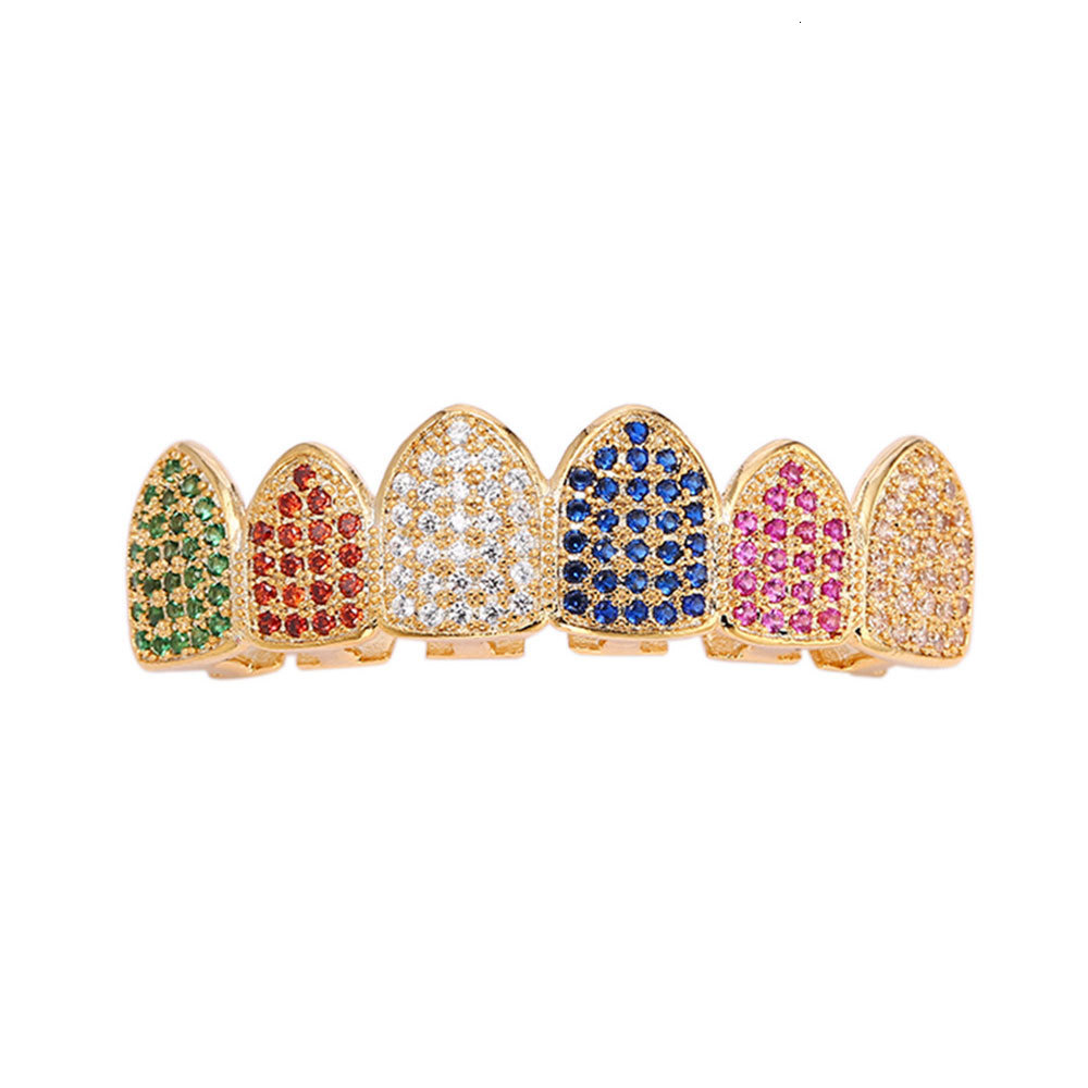 New Arrival 6 Color Iced Out Premium Hip Hop Grillz Vampire Fangs Colorful Diamond Teeth Accessories Rapper Costume Accessories Pass the diamond teste