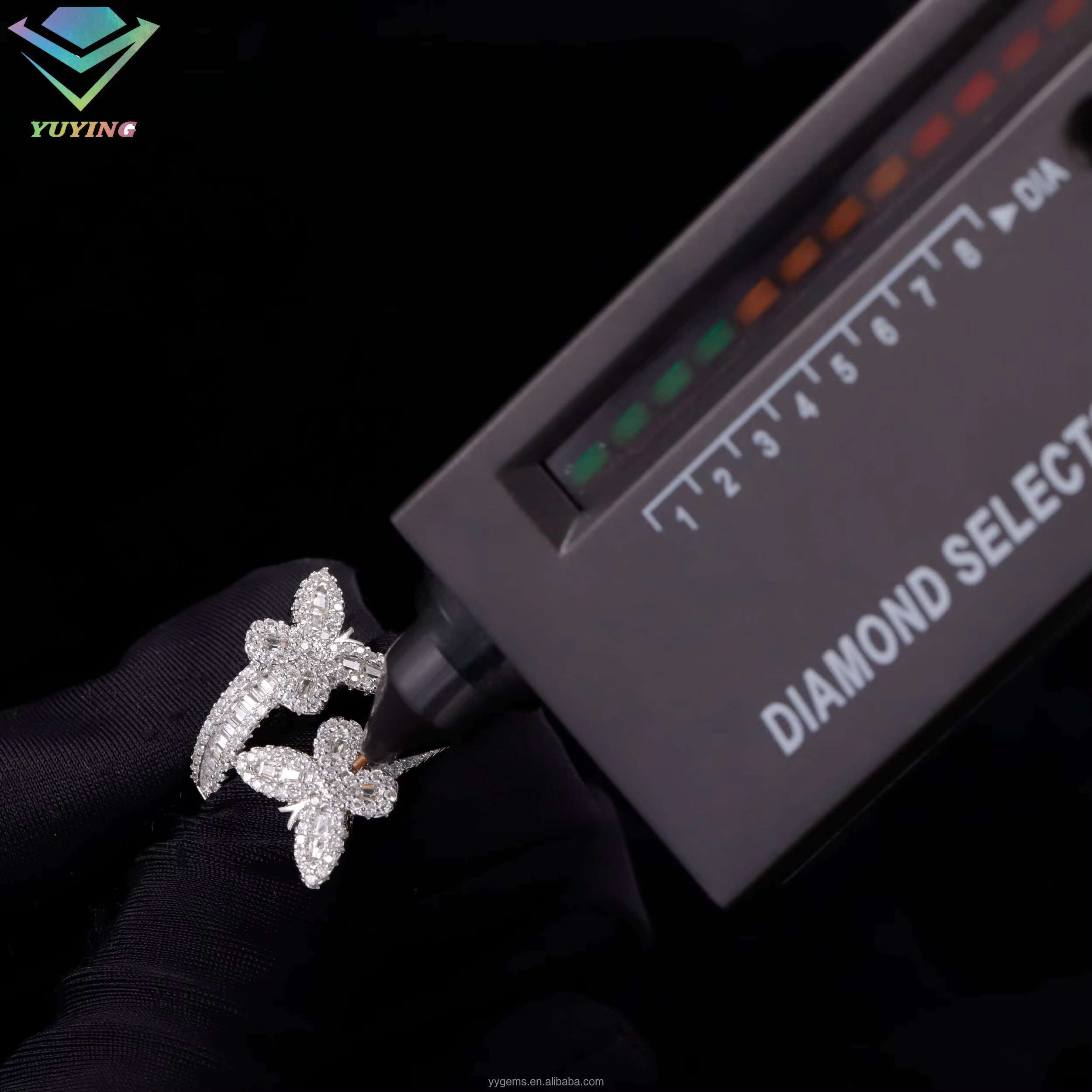 Yy Rts Iced Out butterfly Vvs Moissanite Rings Pass Diamond Tester 925 Sterling Silver Hiphop Fine Jewelry Rings for Men