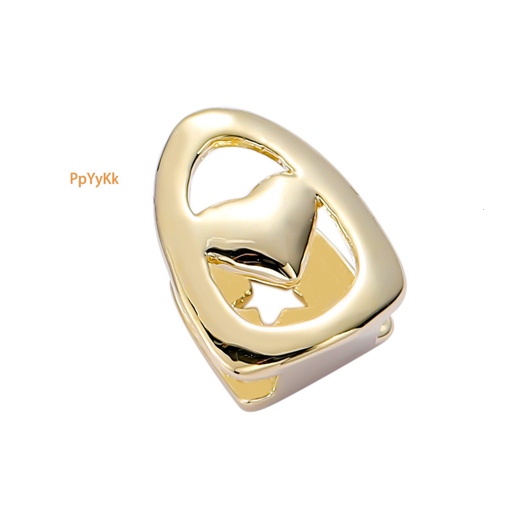 Hip Hop Hollow Heart Single Gold Tooth Grillz 18k Solid Gold Rapper Bling Accessories Custom Gold Grillz Pass the diamond tester
