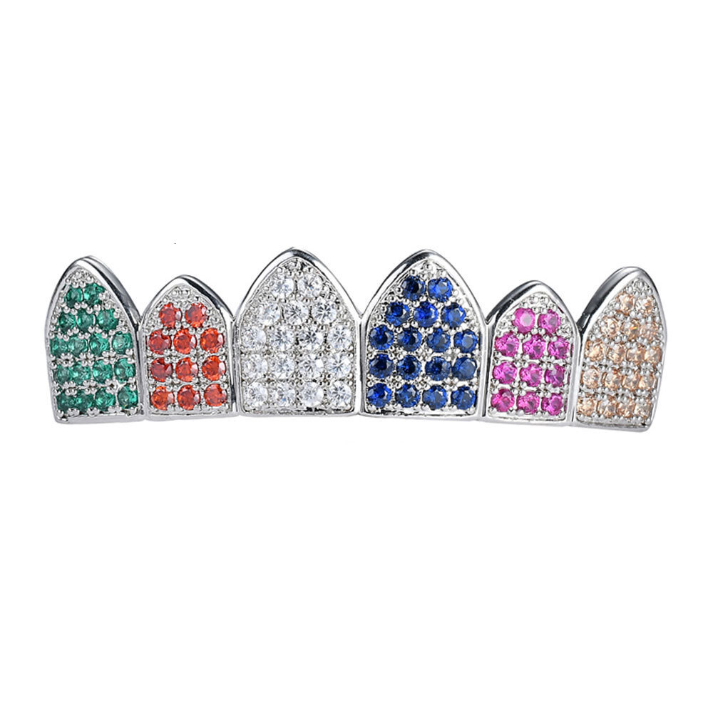 Hip Hop Men's Rainbow Iced Out Moissanite White Gold Premium Grillz Personalized Bling Accessories Pass the diamond tester
