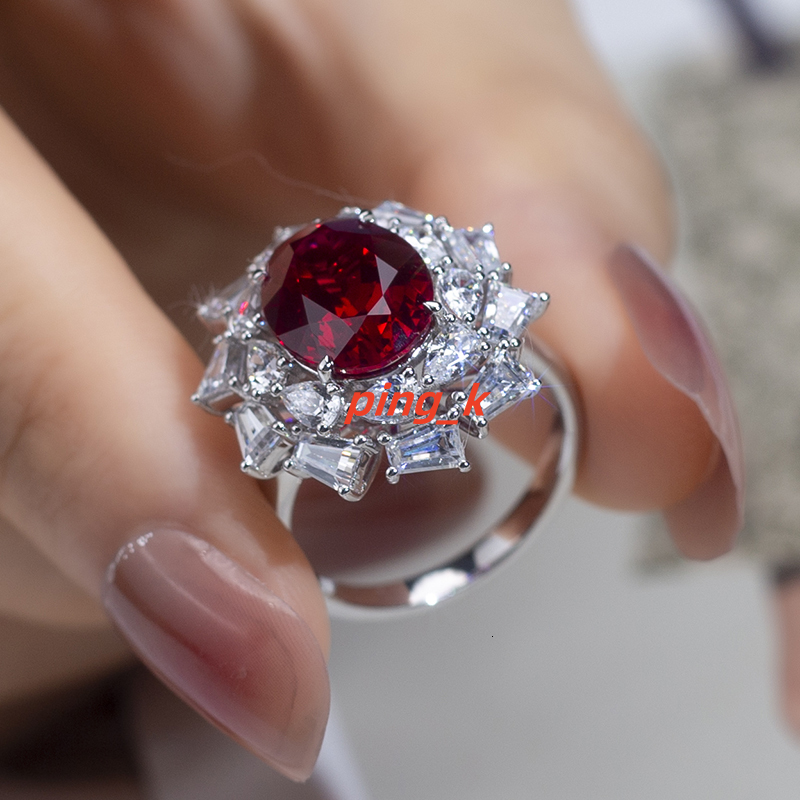 Messi Jewelry MSR-954 Lab Created Ruby S925 Oval Ring New Romantic Fashion Design Engagement Ring Wedding Band Classic Gift