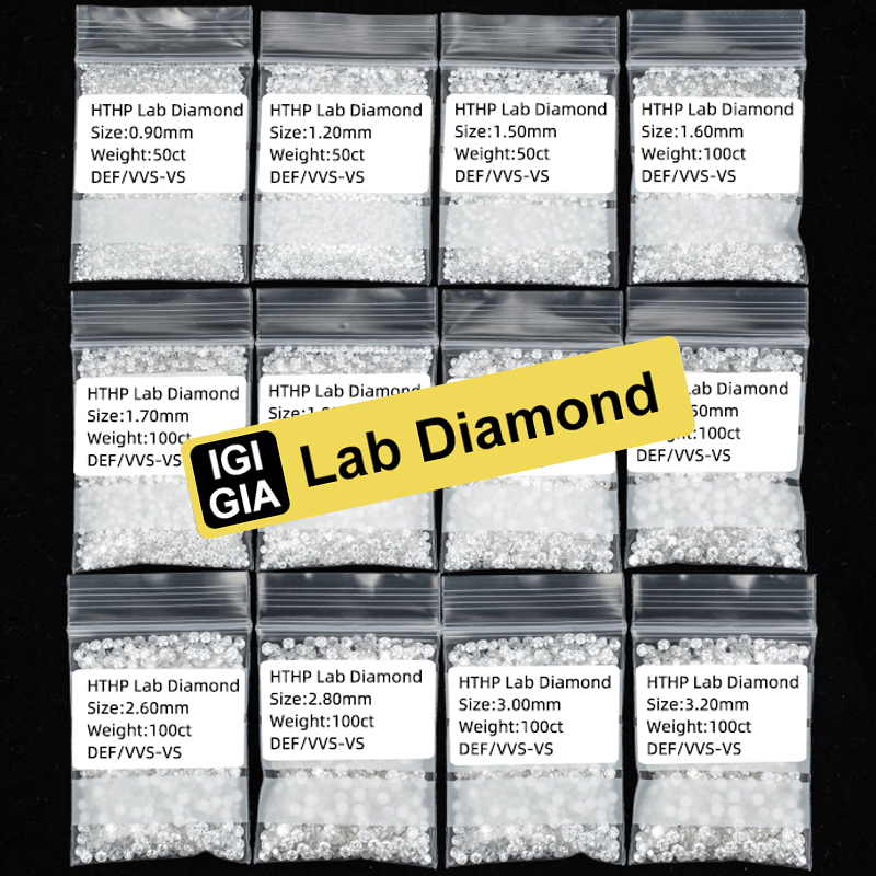 Messi Jewelry 1.1mm 1.5mm 2mm 2.5mm 3.0mm DEF VVS Lab Diamond Price Per Carat Top Quality HPHT Loose Melee Lab Grown Diamond