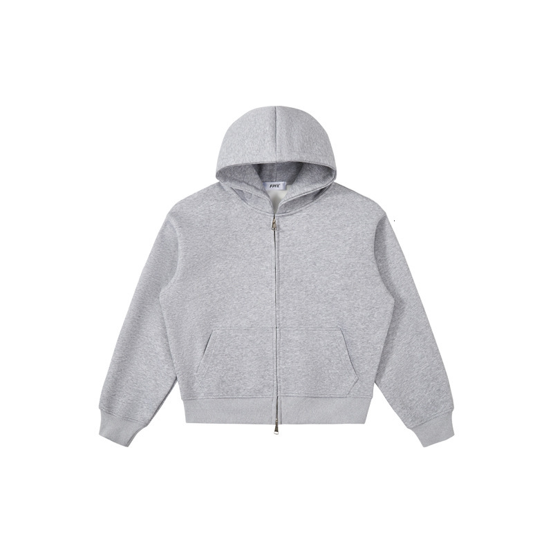 Korean Boxy Short 540G Loose Basic Solid Color Unisex Drop Shoulder Terry Hooded Zipper Sweatshirt