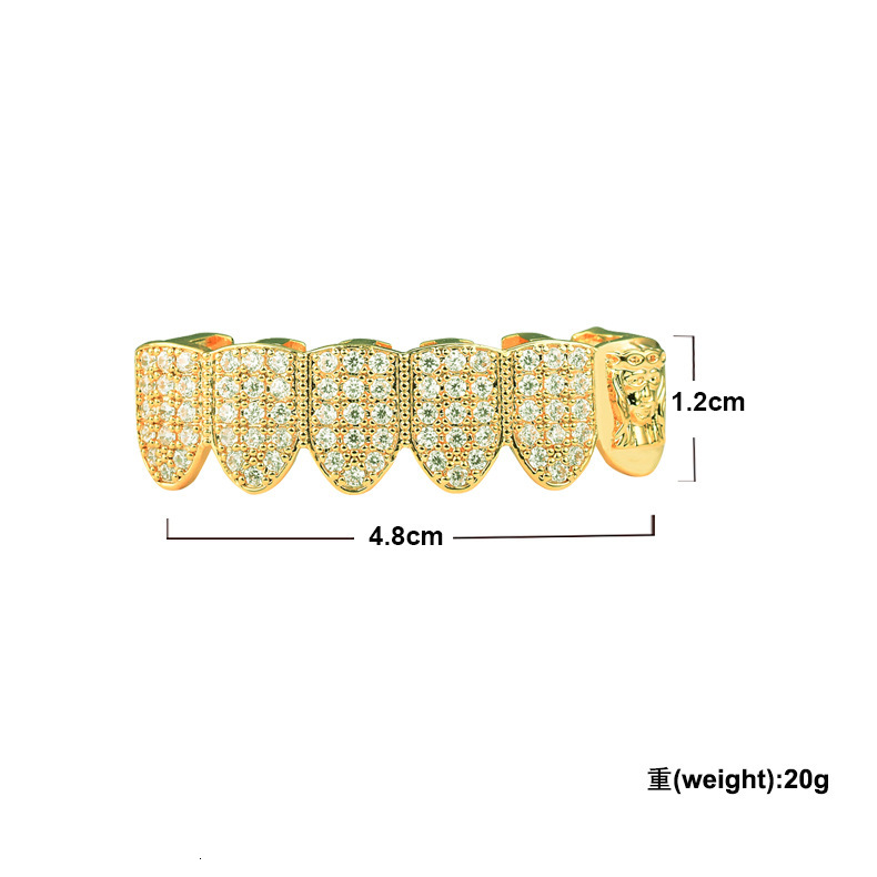 18K Gold Plated Iced Out Full Diamond Hip Hop Grillz High Quality Halloween Makeup Teeth Accessor