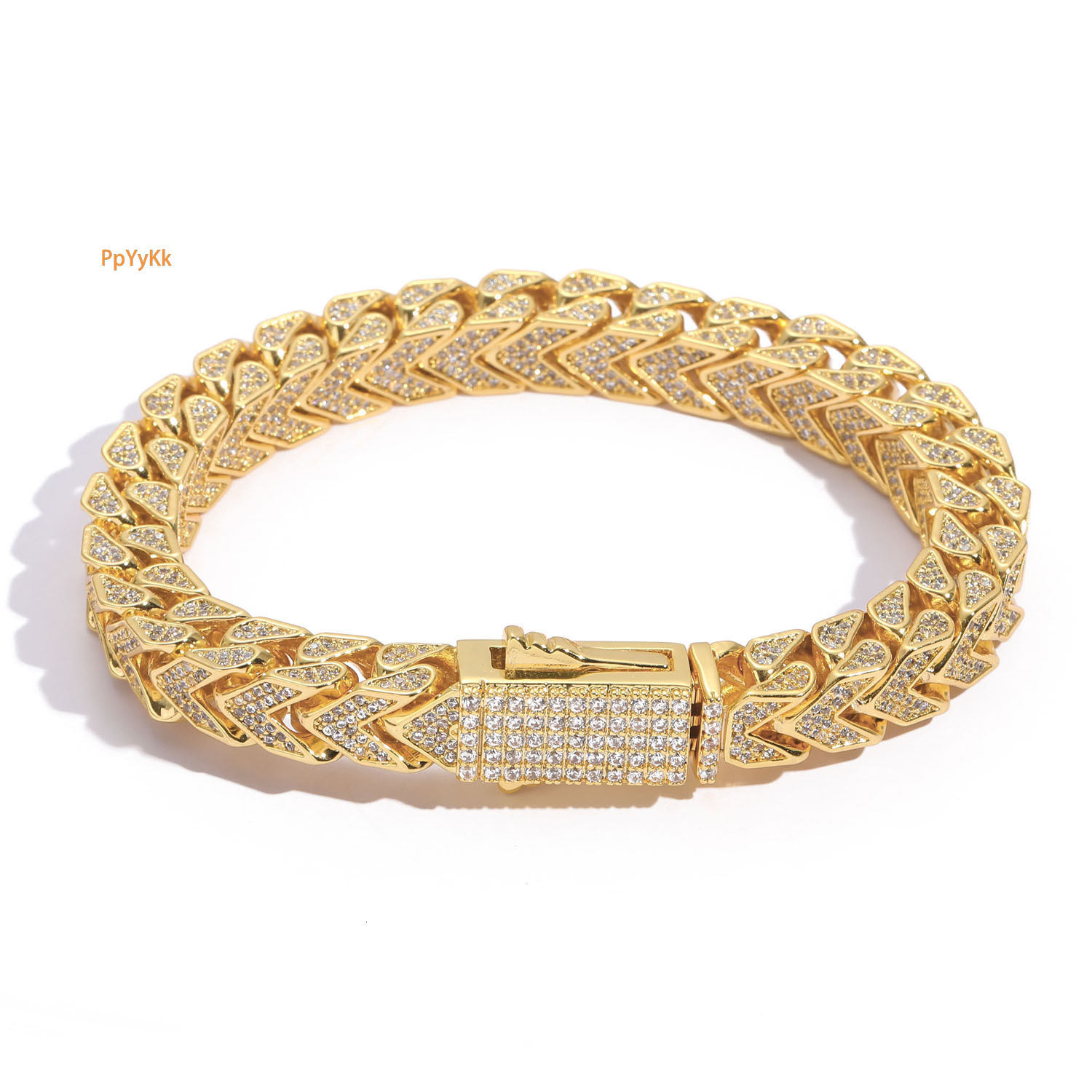 New Arrival 8mm V Shaped Chain Iced Out 4 Sided Moissanite Reversible Pattern Hip Hop Men's Bracelet Bling Statement Piece Passes the diamond tes