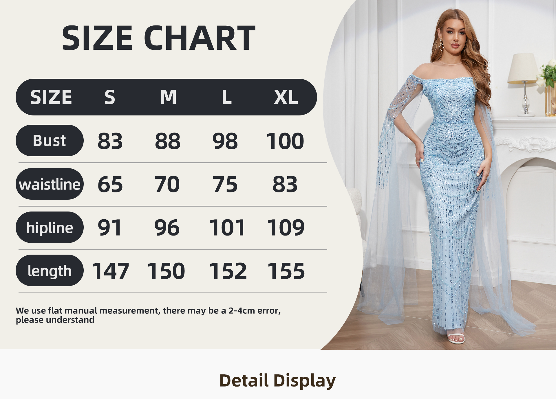 Prom dress trailing skirt chest fashion beaded perspective sexy slim split dress elegant tulle long sleeve dress prom dress blue bridesmaid dress