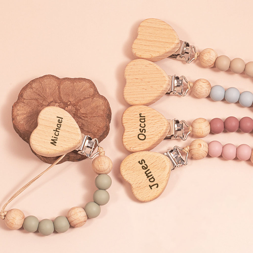 1 PC Custom Baby Pacifier Clip DIY Custom Name Mouth Clip Mouth Chain Comfort Gift/Wooden Chain Gift/Holiday Gift/Birthday Gift/New Year Gift,Customiz