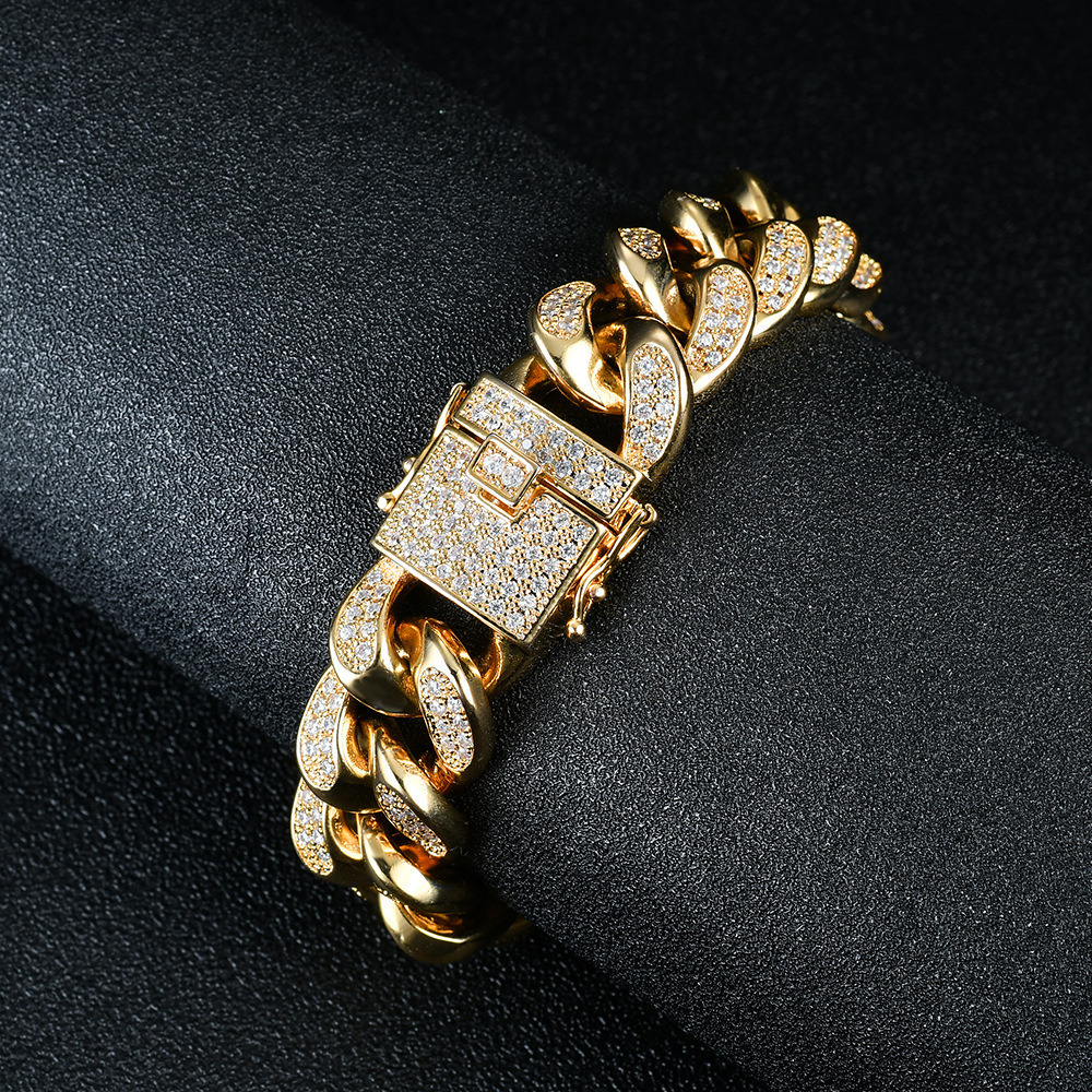 18MM Heavy Duty Luxury VVS Moissanite Iced Out Hip Hop Men's Cuban Link Bracelet High-Quality Statement Jewelry Pass the diamond tester