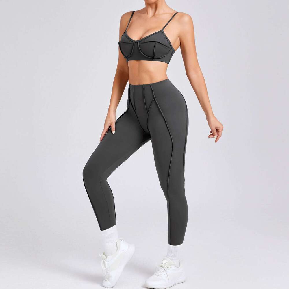 2025 Women Nude Straps Yoga Sets Squat Proof Sports Bra Workout High Waist Leggings Fiess Pant Female Active Wear Suits