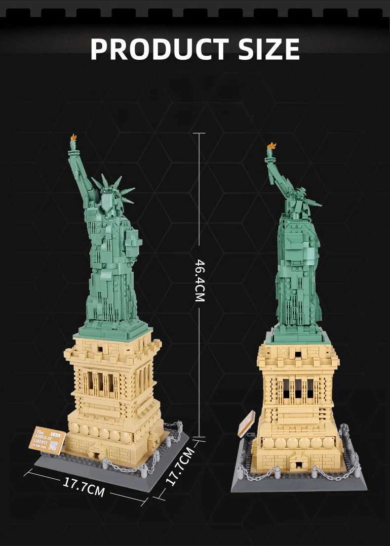 1577PCS Architecture Statue of Liberty Large Collection Building Blocks Set Model Gift for Kids and Adults Compatible Y250627