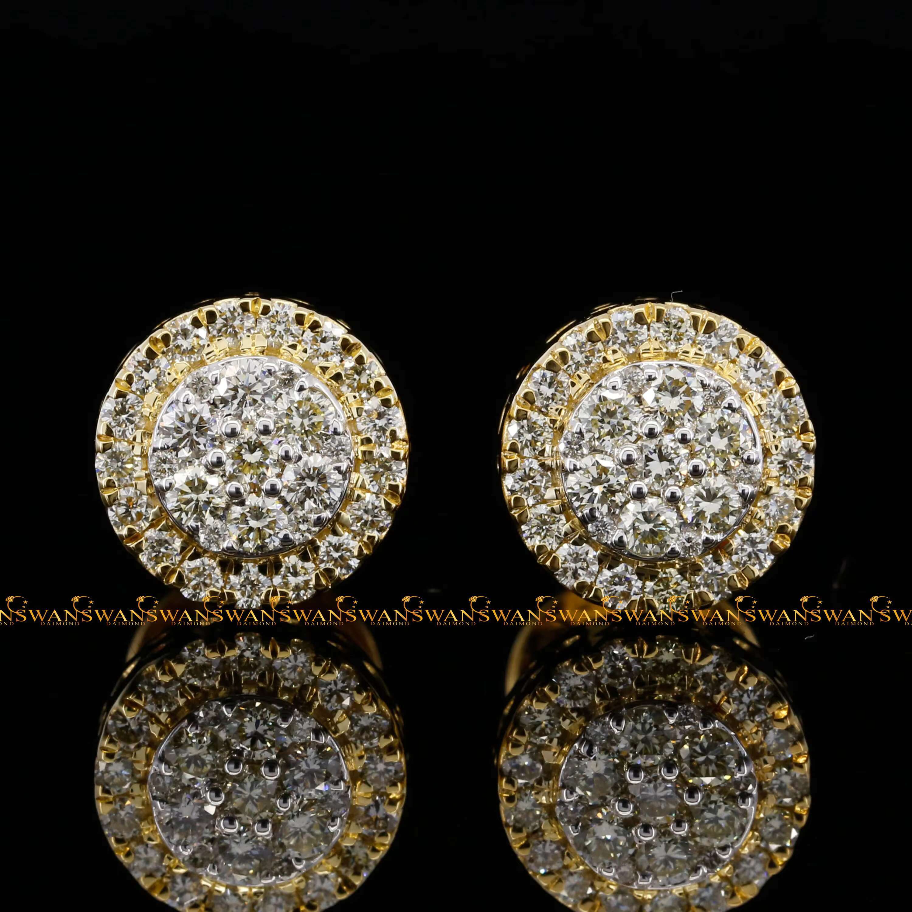 Sparkling Round Brilliant Cut VVs Clarity Moissanite Diamonds Iced Out Hip Hop 925 Sterling Silver Stud Earrings