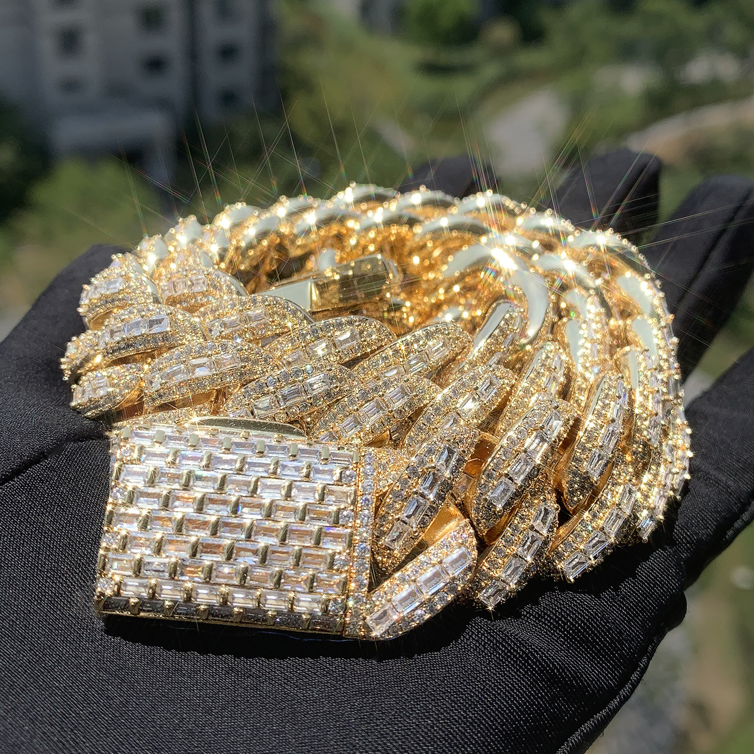 20MM Luxury VVS Moissanite Iced Out Hip Hop Cuban Chain Streetwear Full Diamond High-End Versatile Statement Jewelry Pass the diamond tester