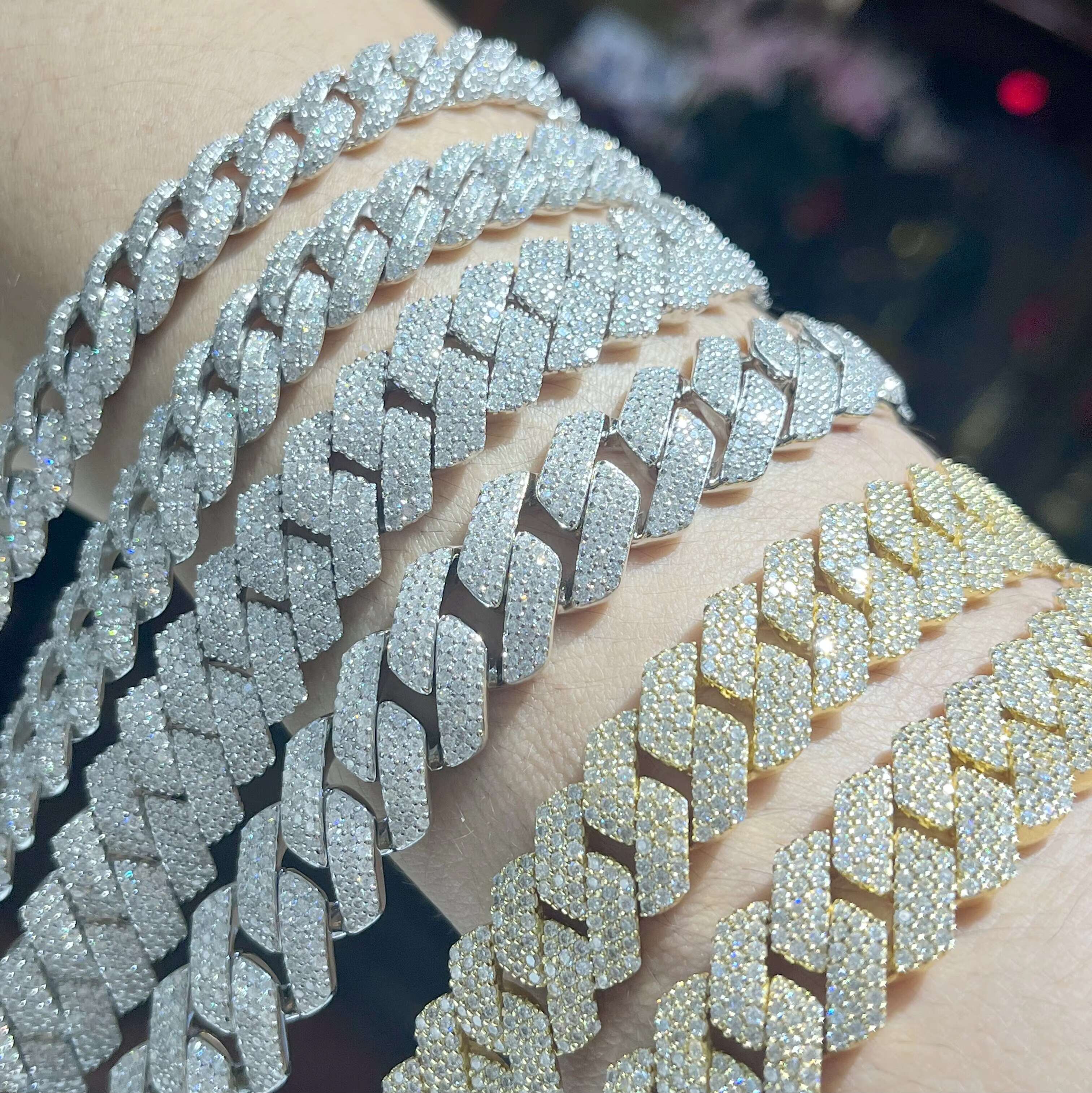 16MM Cuban Necklace Mossinate Diamond Cuban Chain Iced Out Chain Stylish Mens Necklaces 925 Silver Moissanite Cuban Link Chain