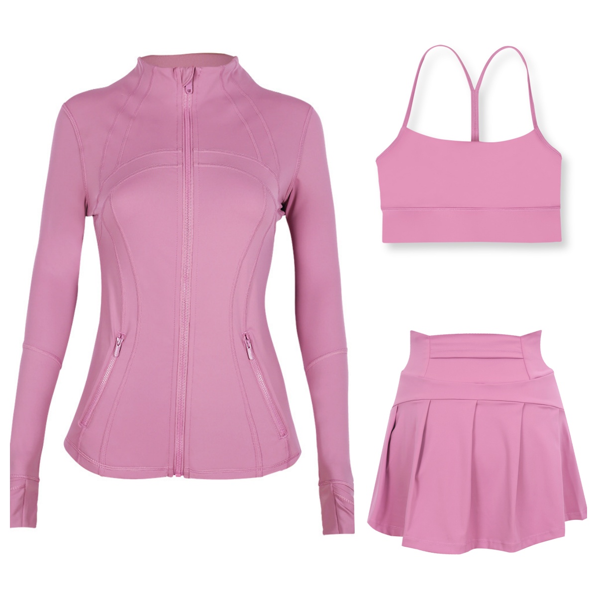 2025--Set Three pieces Workout set Women Yoga Sets lemonize jackets skirt Push Up High Waist Sports Jackets Zip Up Coat Elastic skir Gym Suits
