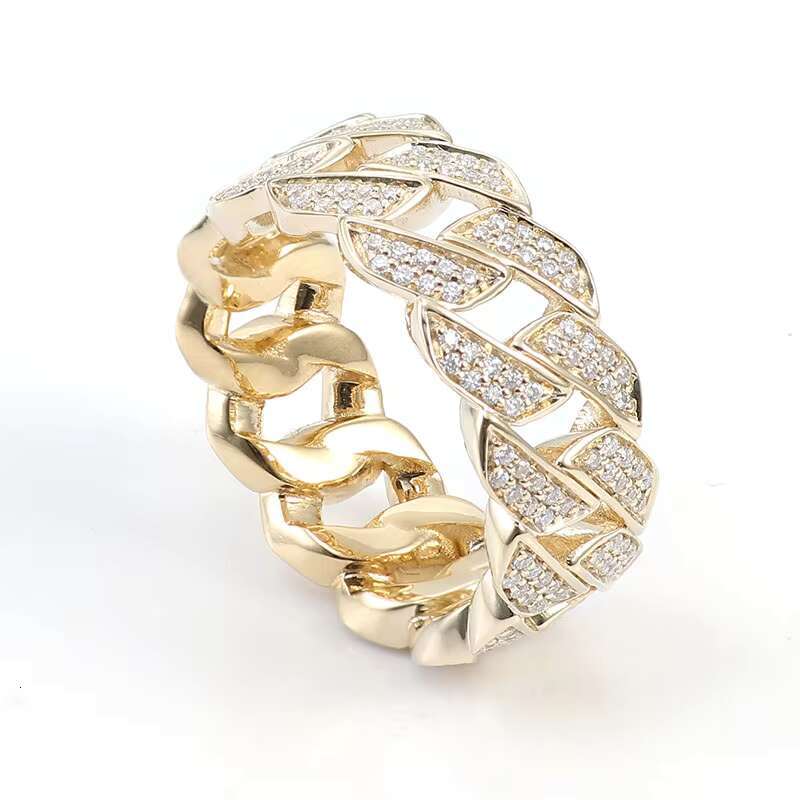 Hand Inlay Round Cut Labgrown Diamond Engagement Ring 14k Yellow Gold Filled Rings Diamond Eternity Ring Hip Hop Men Punk Style