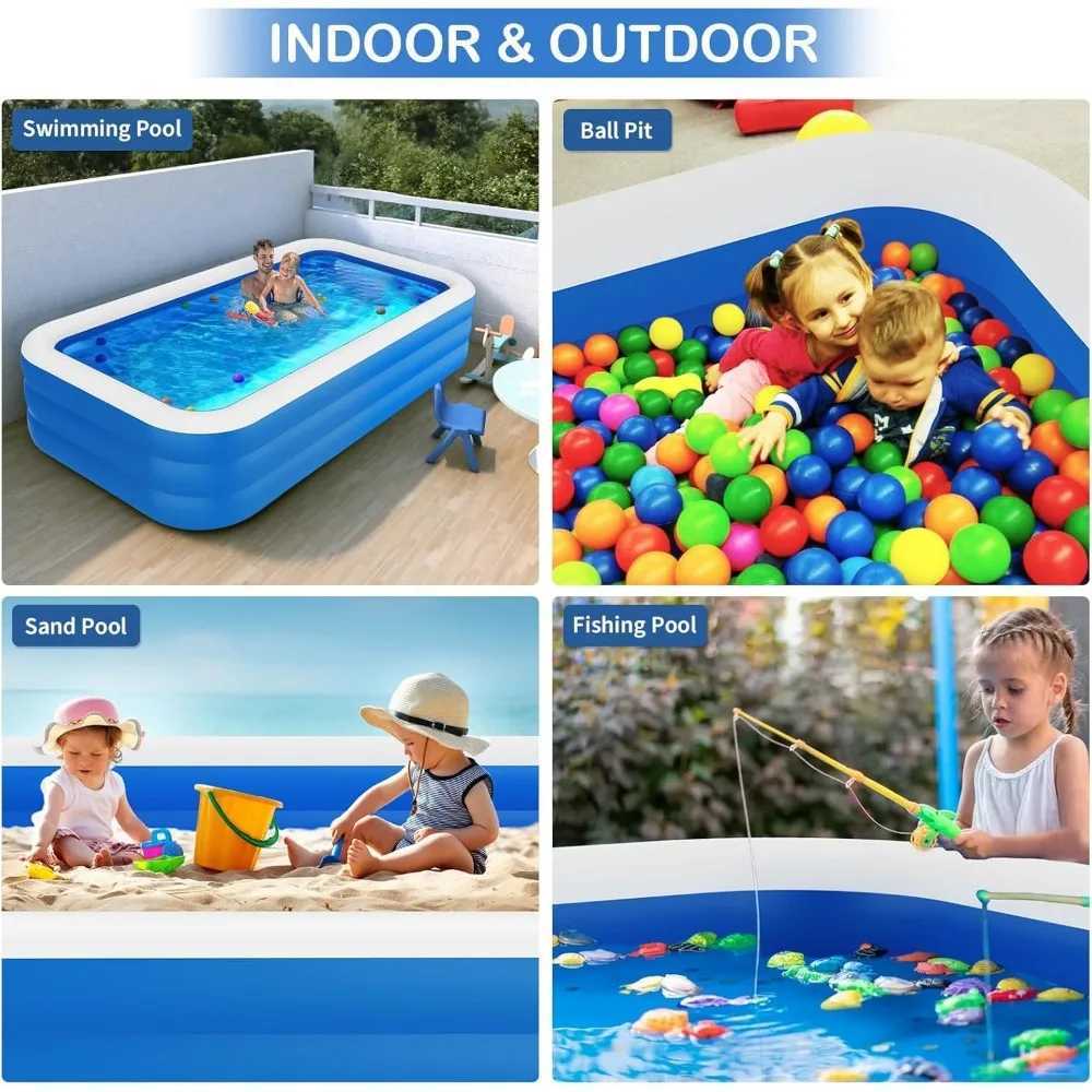 Large Inflatable Pool 145 X 74 X 22 Extra Large Inflatable Pool for Adults Family Garden Pools X2506281