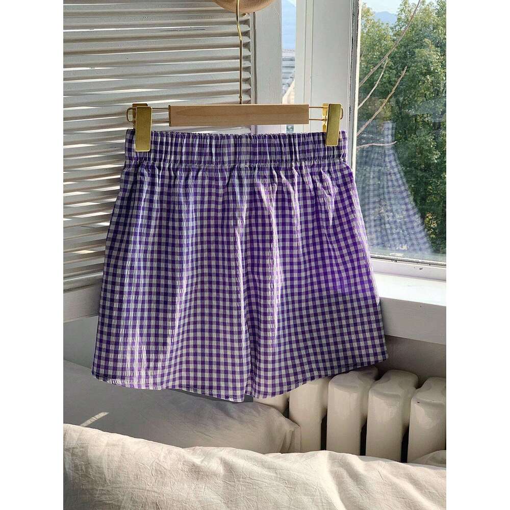 Cross-Border New Retro Print Dopamine Color Casual Shorts Plaid Striped Versatile Fashion Loose Pants