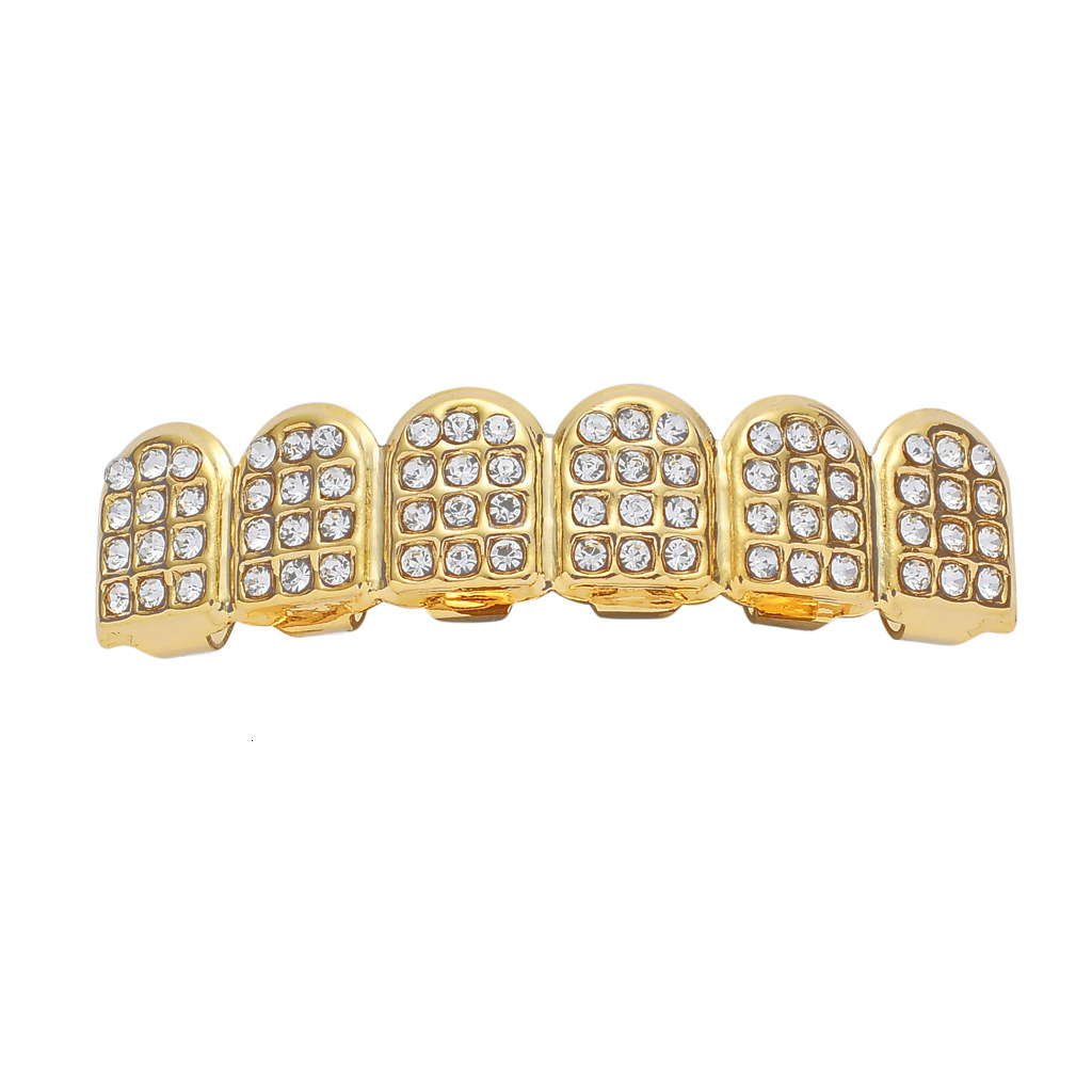 Halloween Bling Gold Plated Hip Hop Grillz Iced Out Diamond Bling Premium Rapper Teeth Accessories Pass the diamond tester