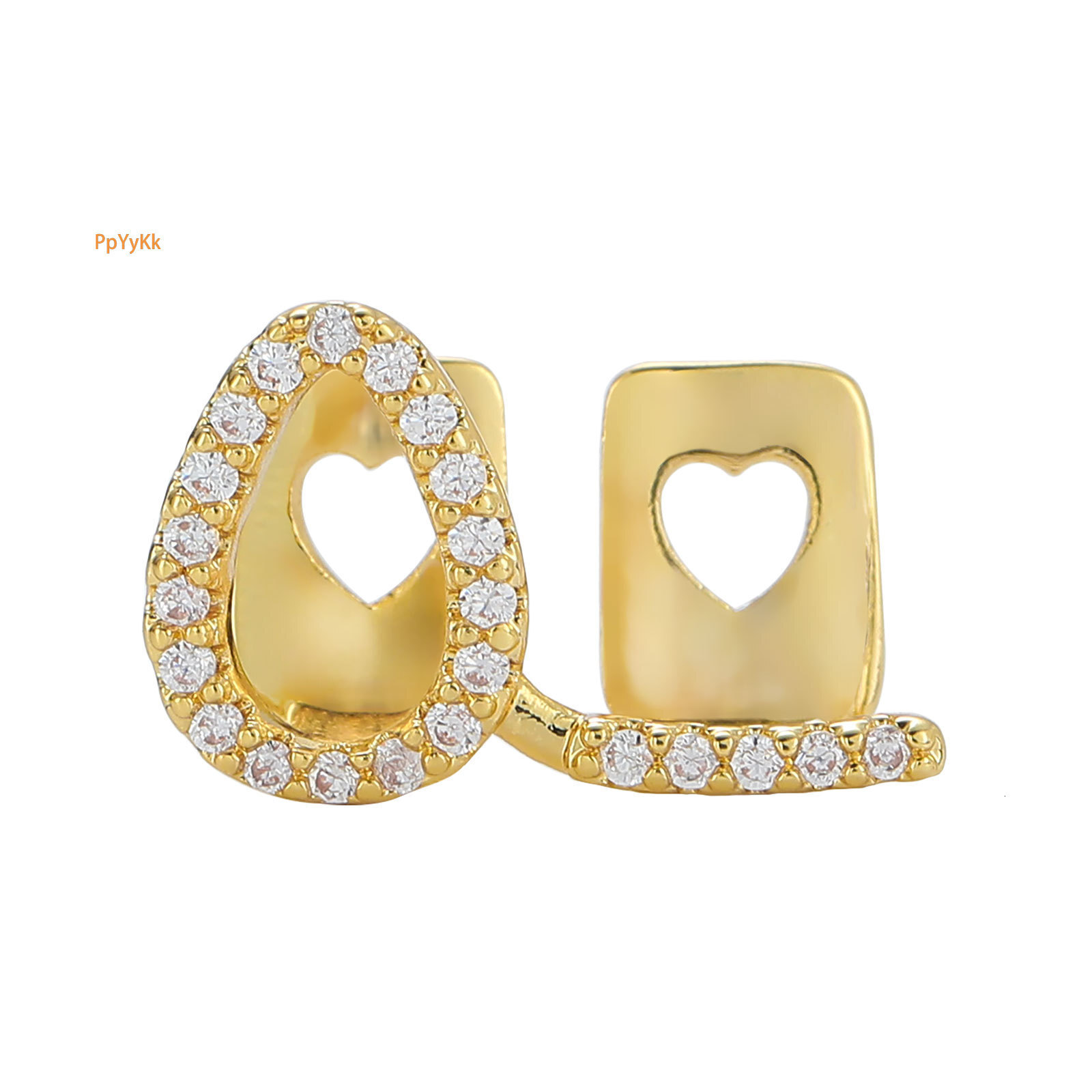New Arrival Hip Hop 2-teeth Hollow Gold Grillz Full-iced Cosplay Halloween Personalized Tooth Accessories