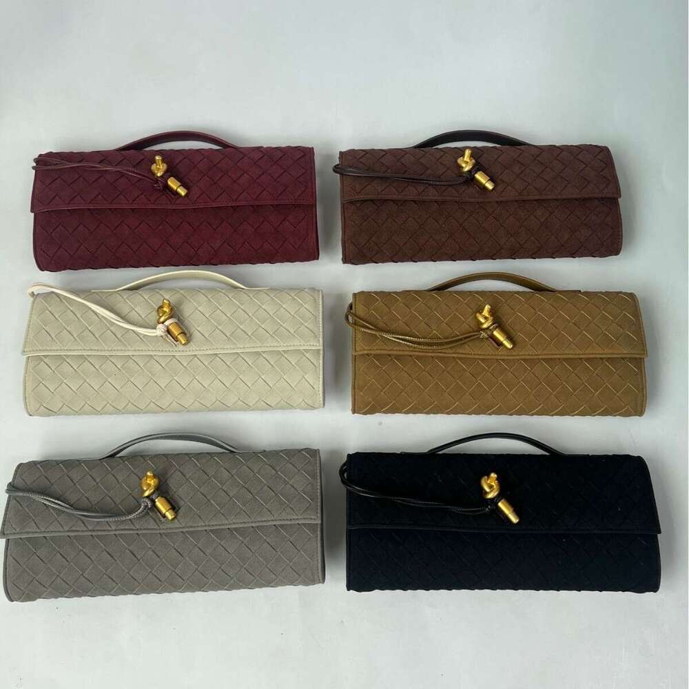 Designer luxury suede new woven evening wear shoulder lock horizontal handbag
