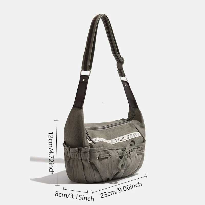 2025 New Designer Women Casual Shoulder Bag Y2K Aesthetic Streetwear Drawstring Handbag Vintage Crossbody Bag Denim Bag XJ250627