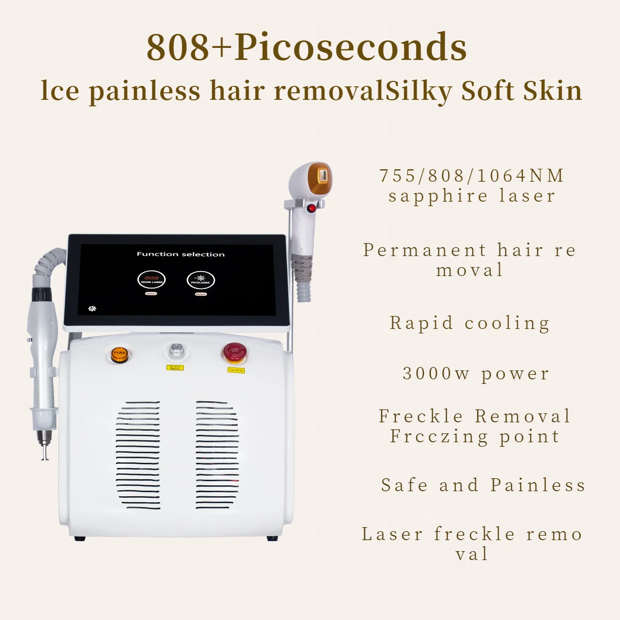 Professional 2in1 Diode Laser and Picosecond Laser 808 Diode Laser Hair Removal Tattoo Removal Machine Multifunctional Beauty Device
