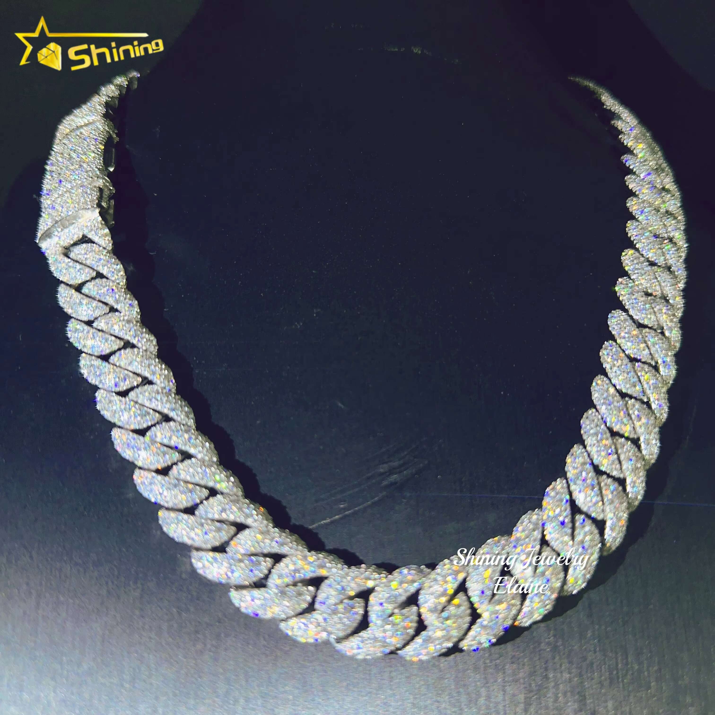 High Quality 925 Sterling Silver Custom Hip Hop Fashion Iced Out VVS Moissanite Gold 15MM Width Cuabn Bracelet Link Chain - view 4