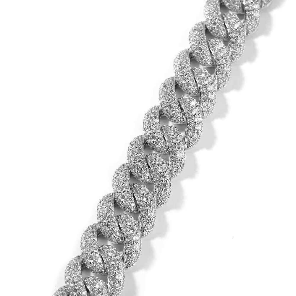 moissanite bracelet Fashion Hip Hop Necklace Iced Out Silver 12mm Miami Cuban Link Chain Men Women Figure Connecting Necklaces