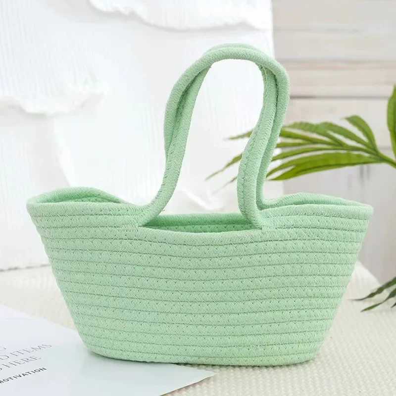 Fashionable Woven Bucket Bag Summer Handbag Single Shoulder Bag Versatile INS Vegetable Basket Handle Bag New Model XJ250627