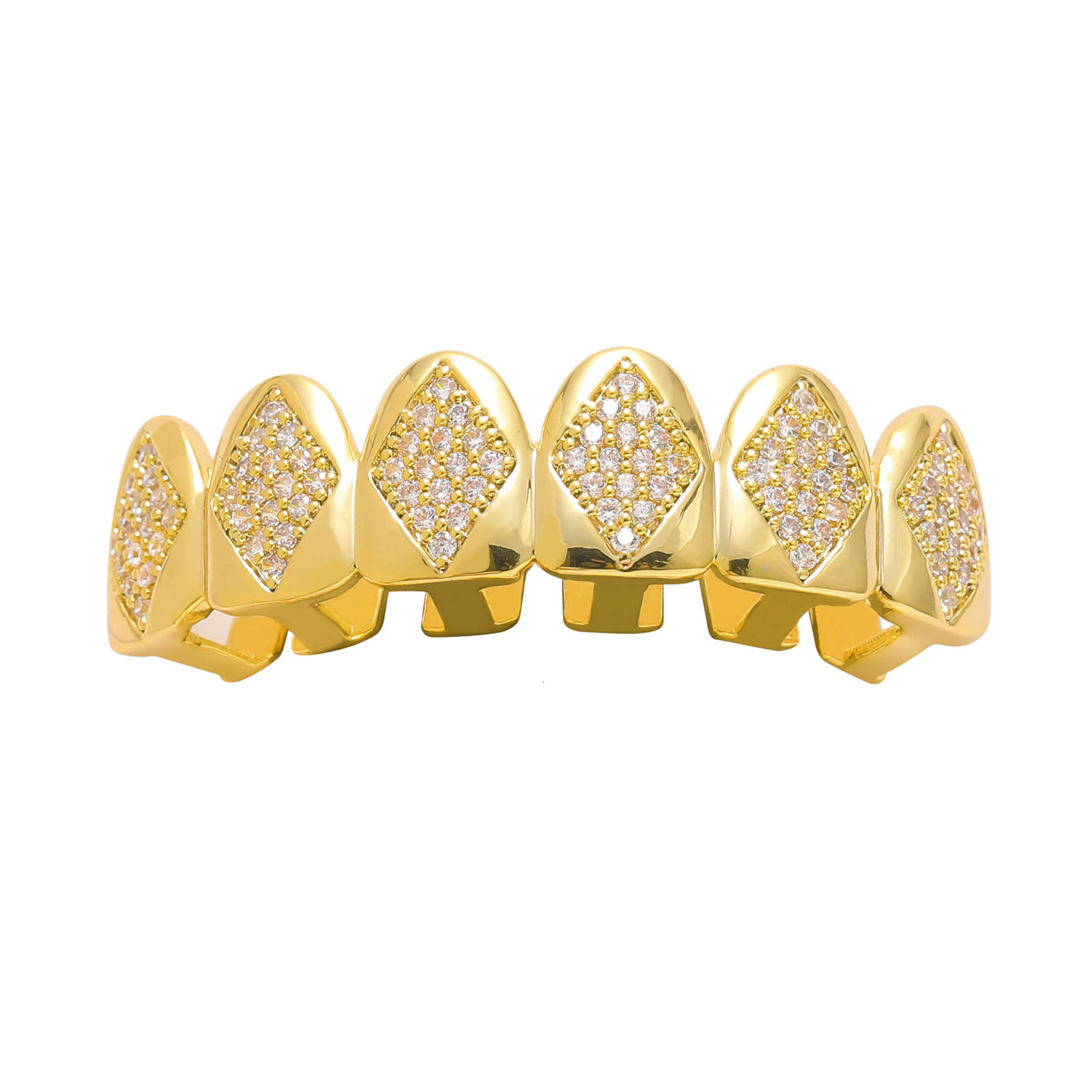 Hip Hop Rhombus Iced Out Moissanite 18k Solid Gold Grillz Halloween Cool Personalized Gold Teeth Pass the diamond tester