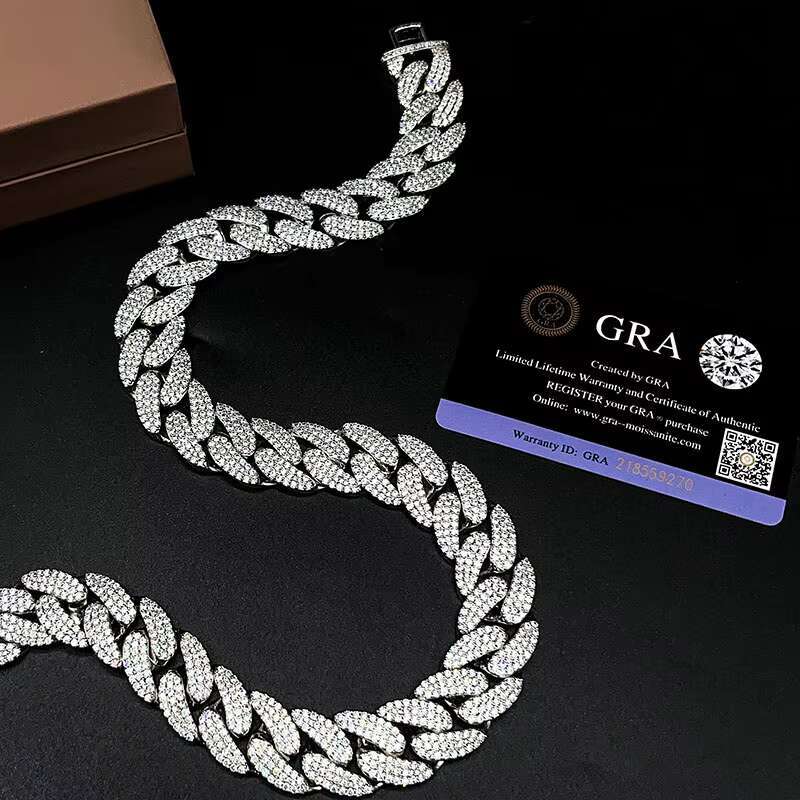 14MM Iced Out Bling Diamond Hip Hop Miami Wholesale Cuban Link Chain Jewelry Moissanite Cuban Chain