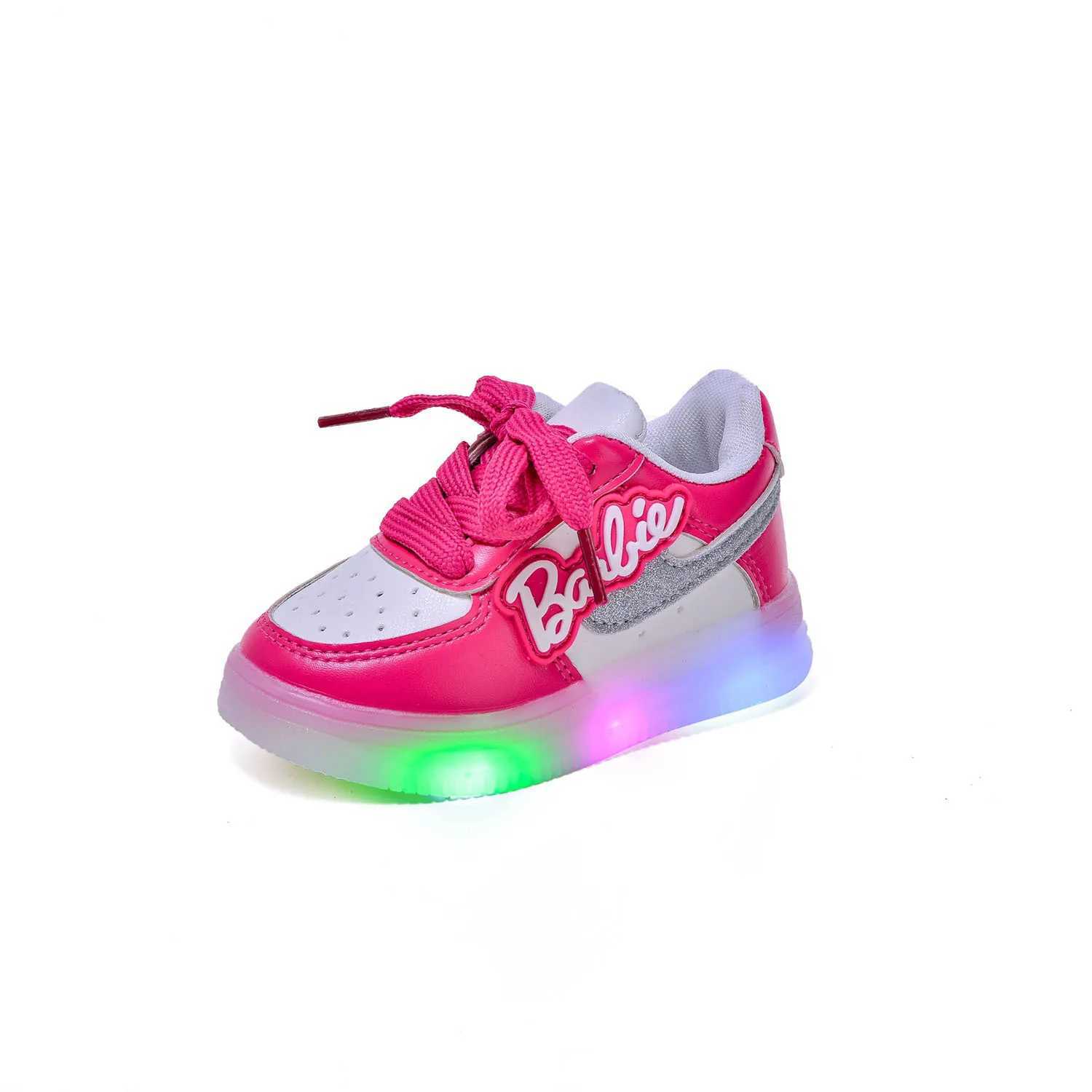 Girls Light-Emitting Sneakers Board Shoes Breathable Leather Casual Shoes Fashion LED Shine Running Shoes XJ250628
