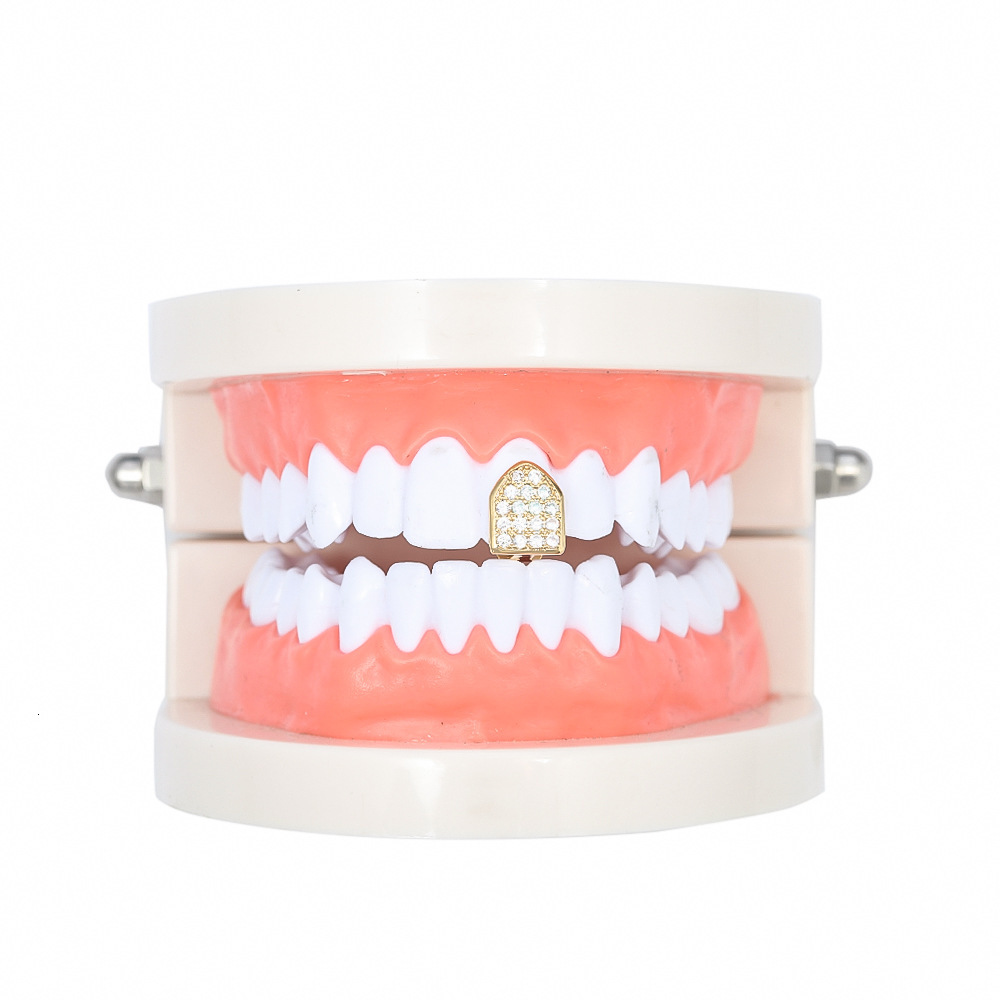 New Arrival Premium Single Tooth 18k Gold Plated Moissanite Diamond-cut Iced Out Hip Hop Grillz Teeth Accessories