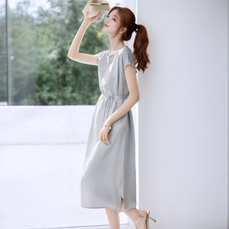 MU54 Summer new Chinese design glossy dress fashionable medium length