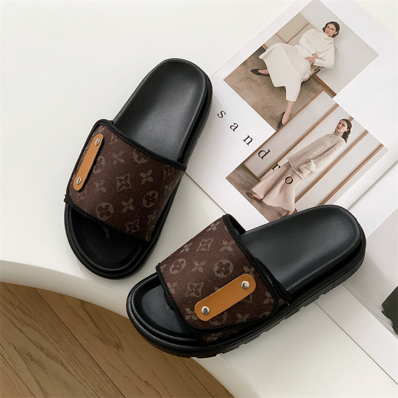 new free shipping designer slippers outdoor indoor casual sandals breathable beach shoes fashion vintage sliders for woman black blue pink coffee