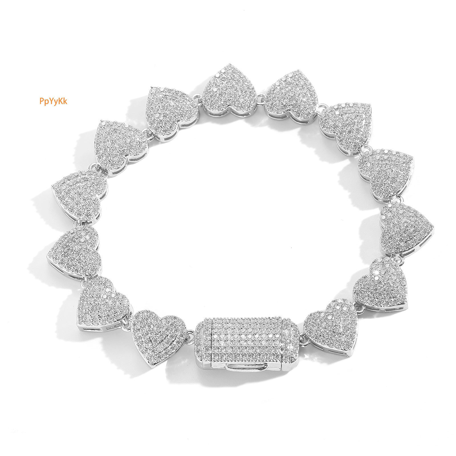 10MM Hip Hop Heart-Shaped Moissanite Iced Out Luxury Couple Bracelet Trendy Love Statement Jewelry for Men Women Pass the diamond tester