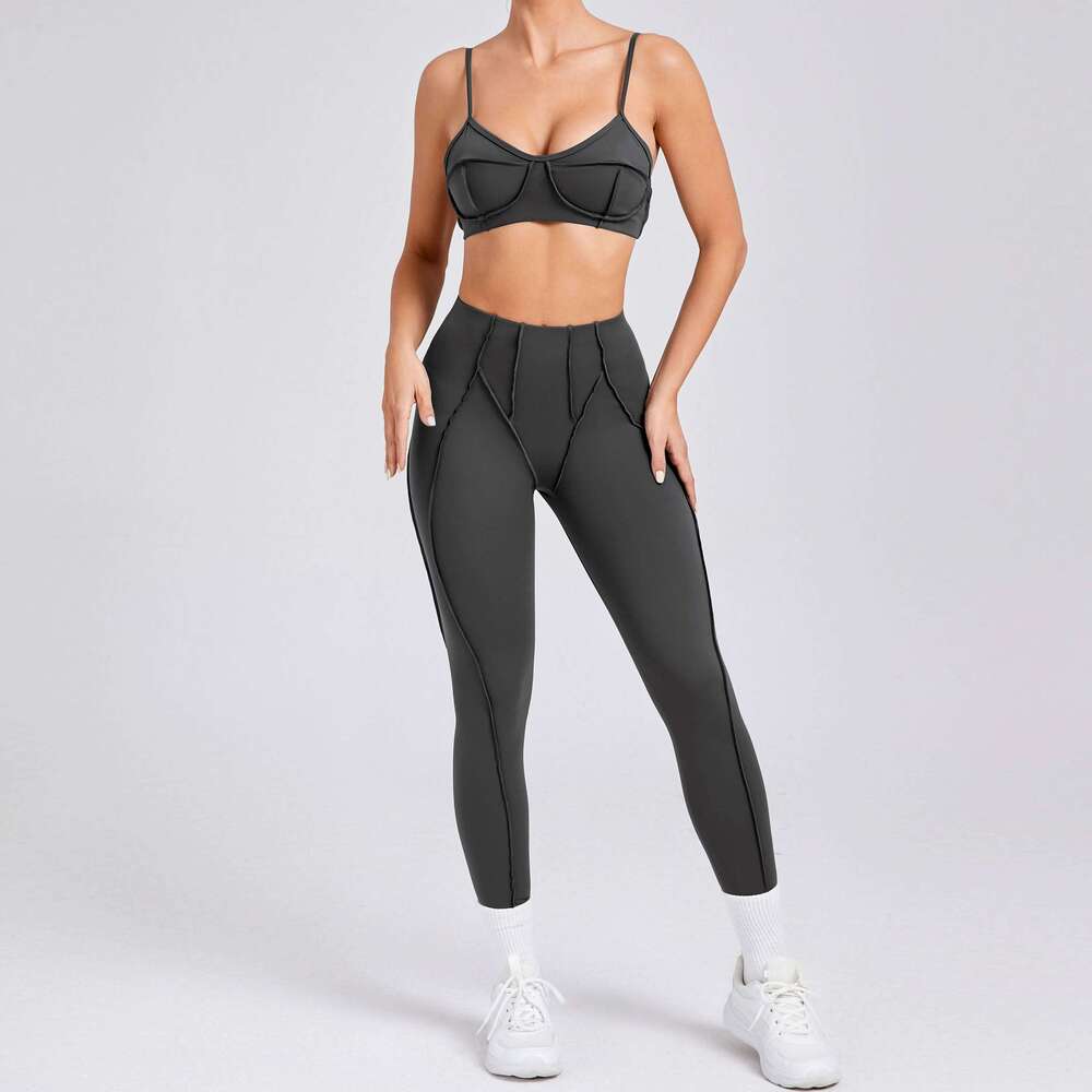 2025 Women Nude Straps Yoga Sets Squat Proof Sports Bra Workout High Waist Leggings Fiess Pant Female Active Wear Suits