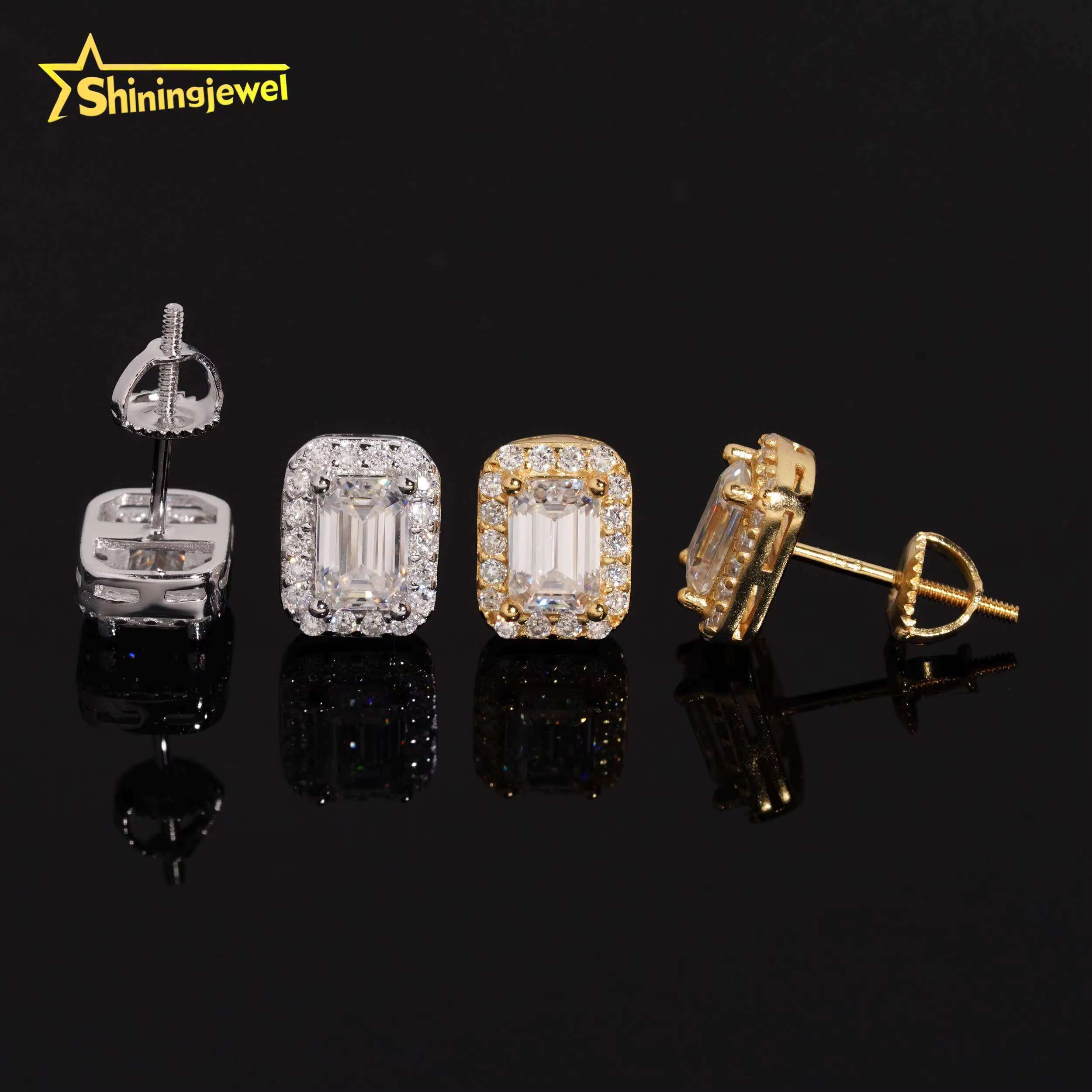 High Grade Fine Jewelry Pass Tester Stocks 925 Sterling Silver VVS Diamond Moissanite Stud Earring Men Earrings