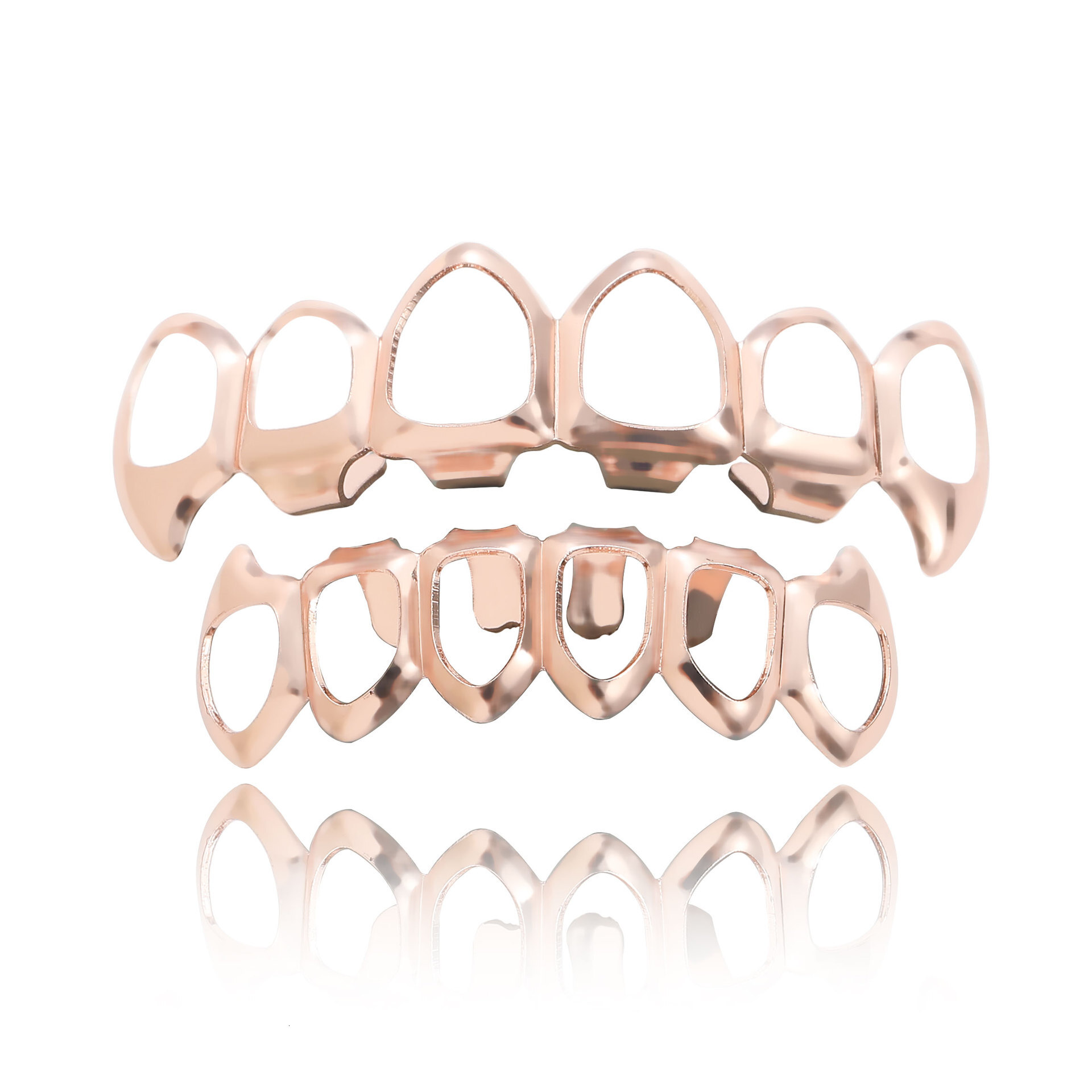 Hollow Pointed Hip Hop Gold Grillz 18k Solid Gold Luxury Fashion Vampire Fangs Teeth Grillz