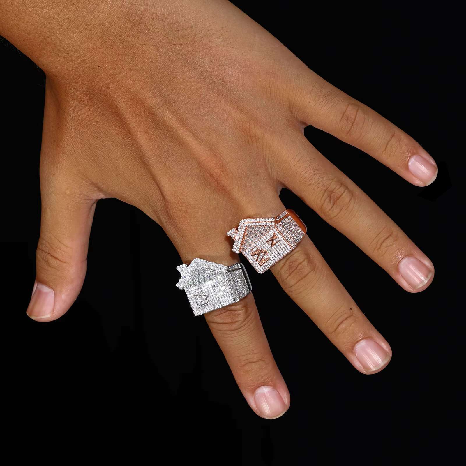 Pass Diamond Tester Moissanite Trap Houses Ring Jewelry Factory Custom 925 Silver Iced Out Hip Hop Rappers Ring for Men