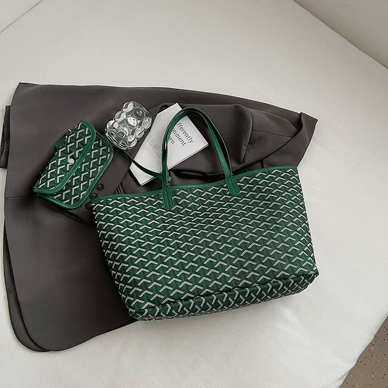 2025 Designer bag tote bag double-sided dual-use calf leather tote bag shopping bag single shoulder handbag mini women's green version beach bag 