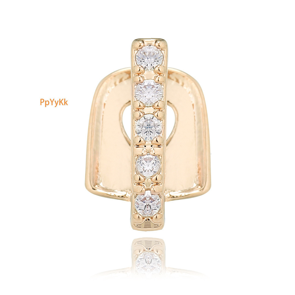 18K Gold Plated Iced Out Halloween Gold Bar Diamond Grillz Luxury Single Tooth Hip Hop Statement Accessory