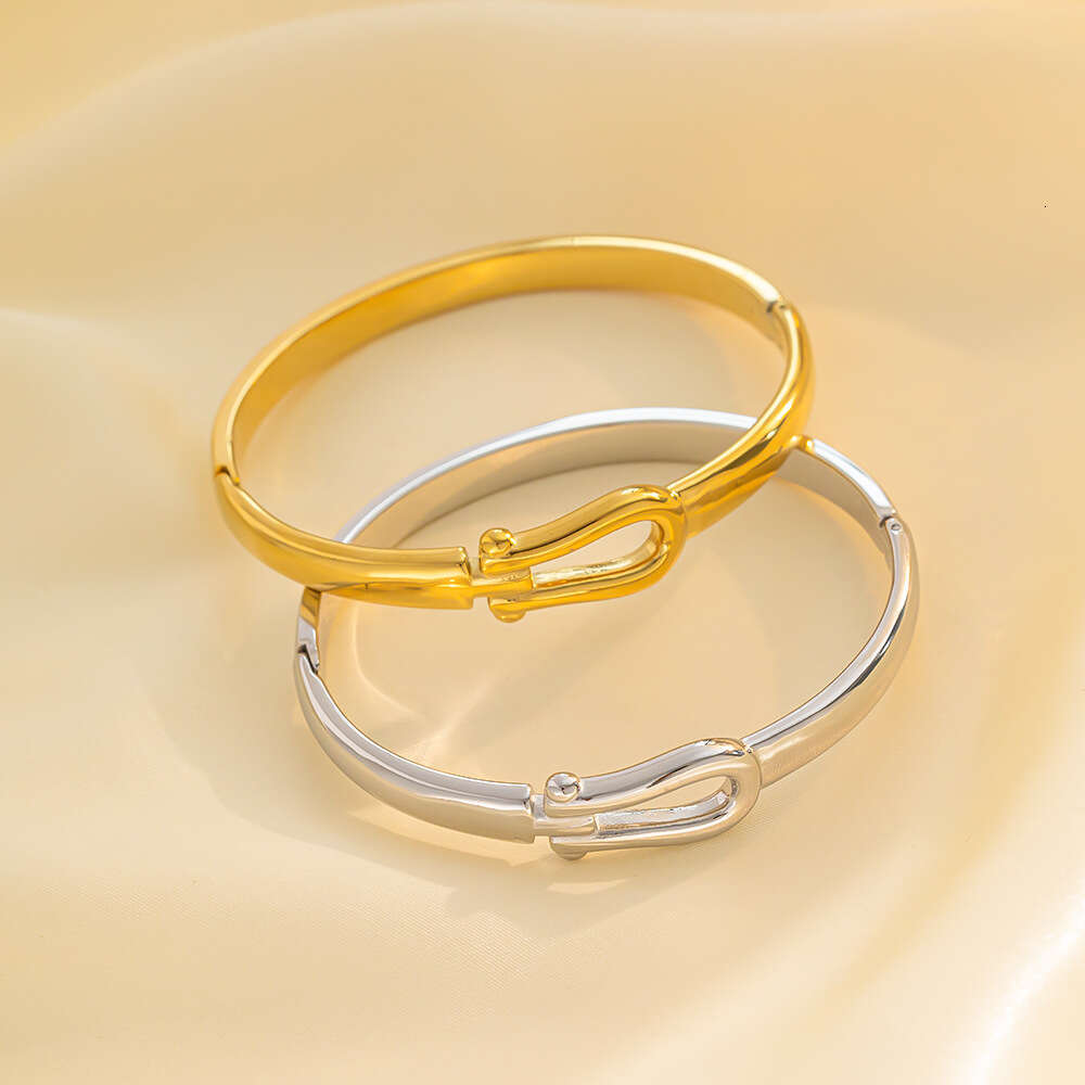 designer bracelet women Luxury Jewelry Designer Titanium Extremely Simple U-shaped Horseshoe Buckle Hot Selling Electroplated Smooth Stainless Steel B - view 4