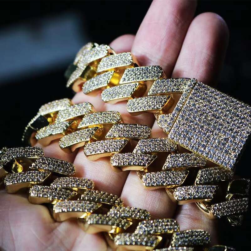 Qianao Hot Sale Hip-hop Style Real Moissanite Diamond Miami Cuban Link Chain 18mm 10K White Gold Necklace