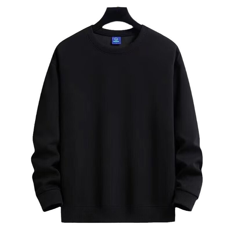 New Men's Crewneck Sweatshirt Autumn Winter Trendy Brand Solid Color Versatile Casual Loose Hoodless Pullover Base Shirt