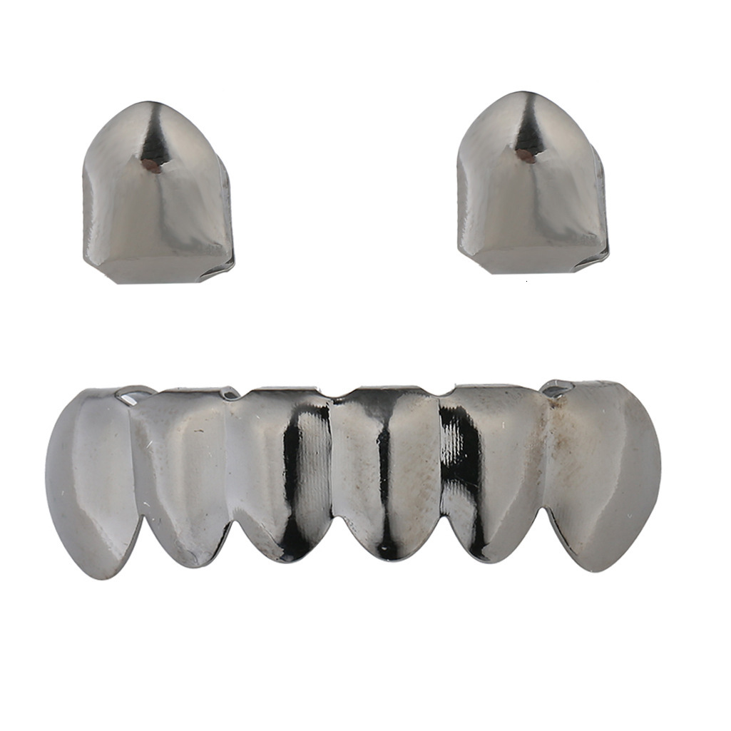 Halloween Hip Hop 18k Gold Plated Fake Teeth Grillz Set Premium Custom Rapper Costume Accessories Pass the diamond tester