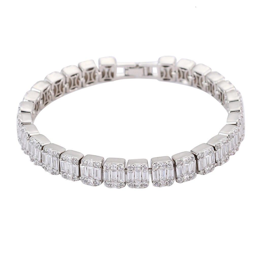 Luxury Moissanite Iced Out Hip Hop Bracelet for Men High-Quality Diamond-Accented Statement Jewelry from Trendy Streetwear Brands Pass the diamond tes