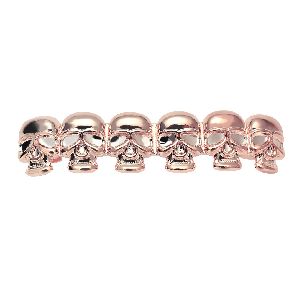 new arrival polished skull 18k solid gold hip hop grillz halloween costume accessories Rapper Costume Accessories Pass the diamond tester